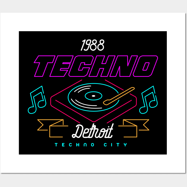 Detroit Techno Vintage Retro 80s Music Wall Art by Kogarashi